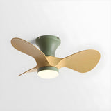 Kids Room Simple 3-Blade Flush Ceiling Fan With Light Image - 9