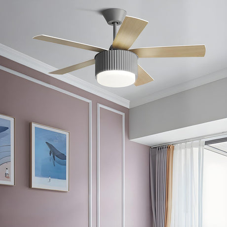 Kids Room Simple 5 Blades Modern Ceiling Fan With Light Image - 1