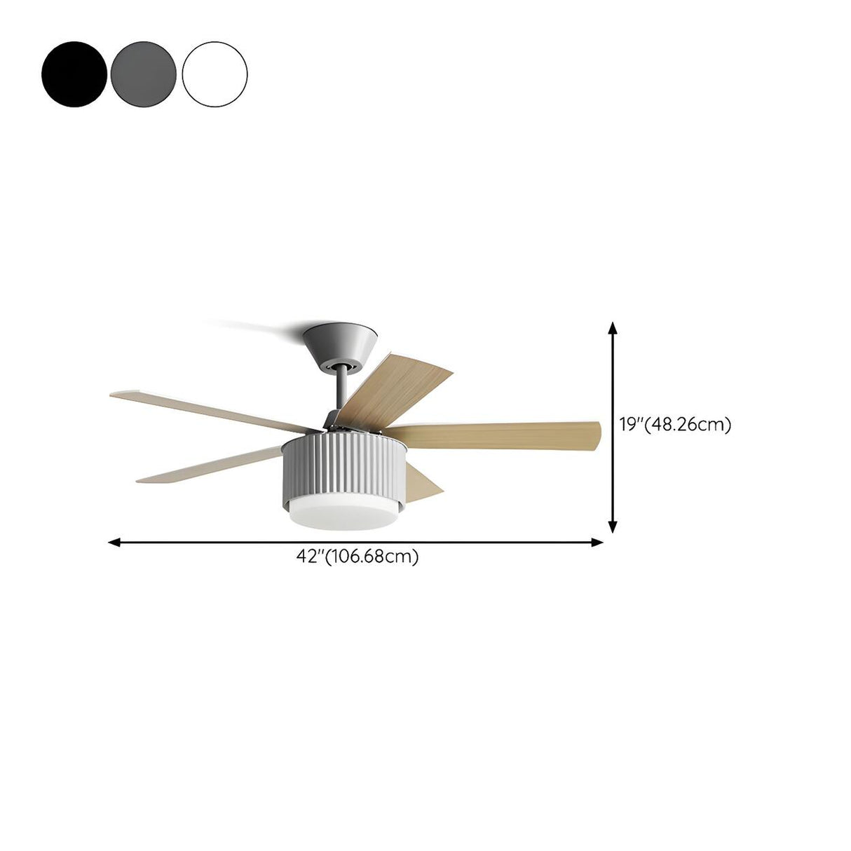 Kids Room Simple 5 Blades Modern Ceiling Fan With Light 