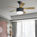 Kids Room Simple 5 Blades Modern Ceiling Fan With Light Image - 5