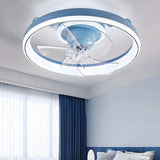 Kids Room Simple Circle Modern Ceiling Fan with Light Image - 1