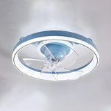 Kids Room Simple Circle Modern Ceiling Fan with Light Image - 10