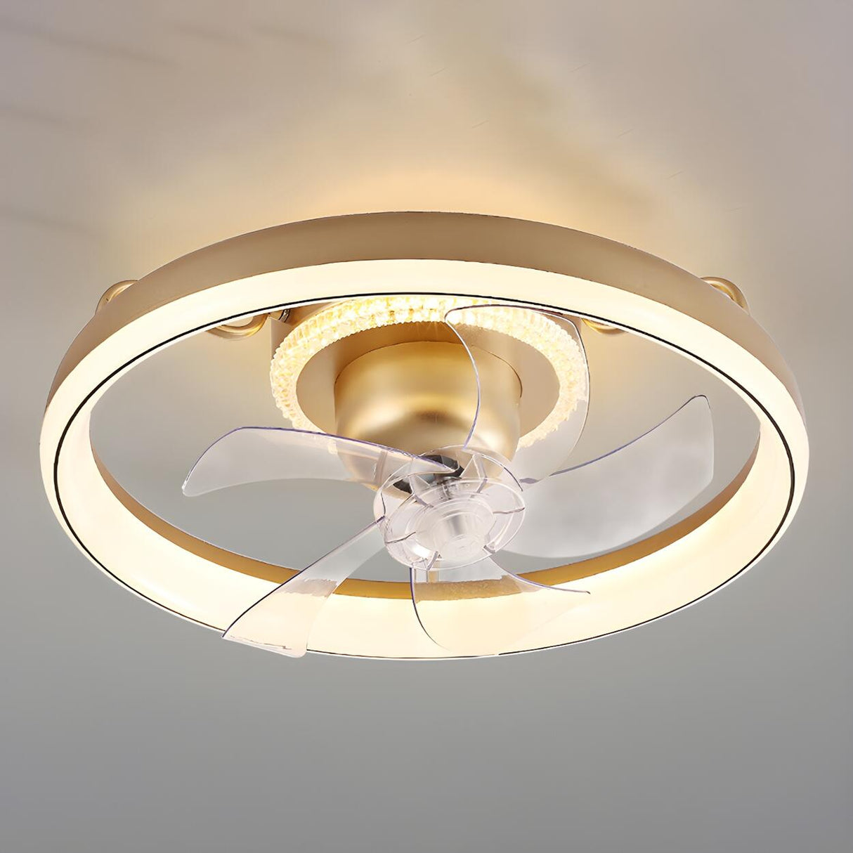 Kids Room Simple Circle Modern Ceiling Fan with Light Image - 11