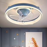 Kids Room Simple Circle Modern Ceiling Fan with Light Image - 14