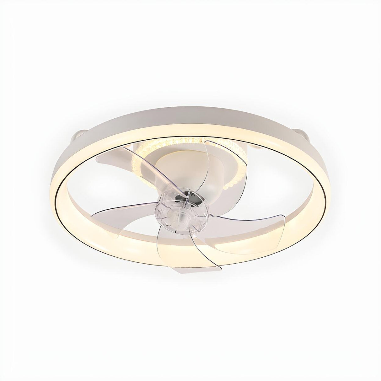 Kids Room Simple Circle Modern Ceiling Fan with Light Image - 2