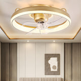 Kids Room Simple Circle Modern Ceiling Fan with Light Image - 3