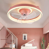 Kids Room Simple Circle Modern Ceiling Fan with Light Image - 5