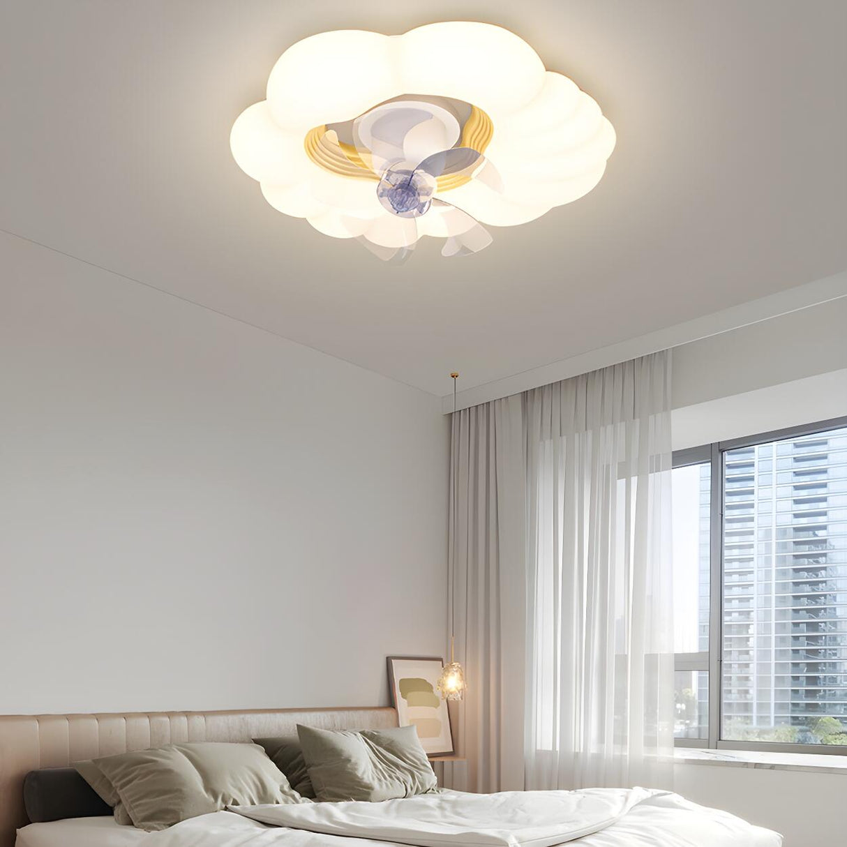 Kids Room Simple Cloud Shape LED Ceiling Fan with Light Image - 13