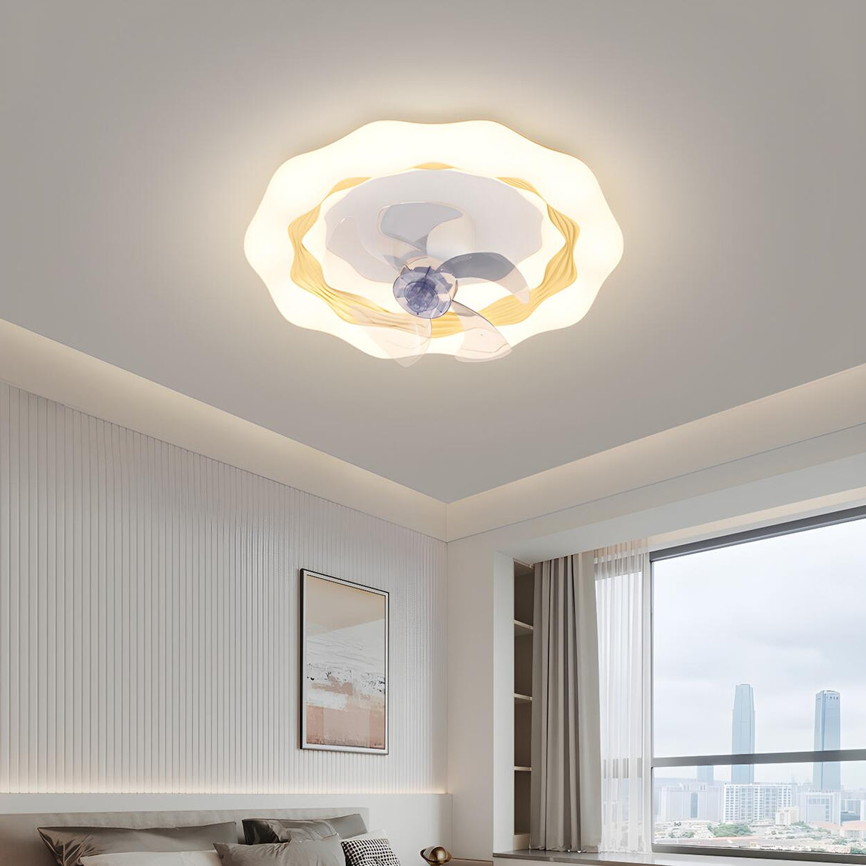 Kids Room Simple Cloud Shape LED Ceiling Fan with Light Image - 3