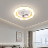 Kids Room Simple Cloud Shape LED Ceiling Fan with Light Image - 3