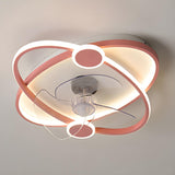 Kids Room Simple Ring Decor Round Ceiling Fan Light Image - 10