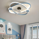 Kids Room Simple Ring Decor Round Ceiling Fan Light Image - 12