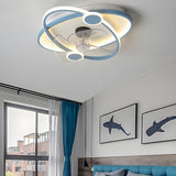 Kids Room Simple Ring Decor Round Ceiling Fan Light Image - 14