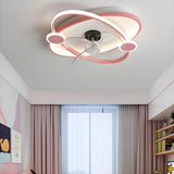 Kids Room Simple Ring Decor Round Ceiling Fan Light Image - 15