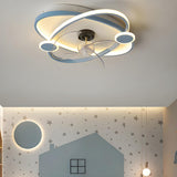 Kids Room Simple Ring Decor Round Ceiling Fan Light Image - 4