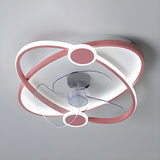 Kids Room Simple Ring Decor Round Ceiling Fan Light Image - 8