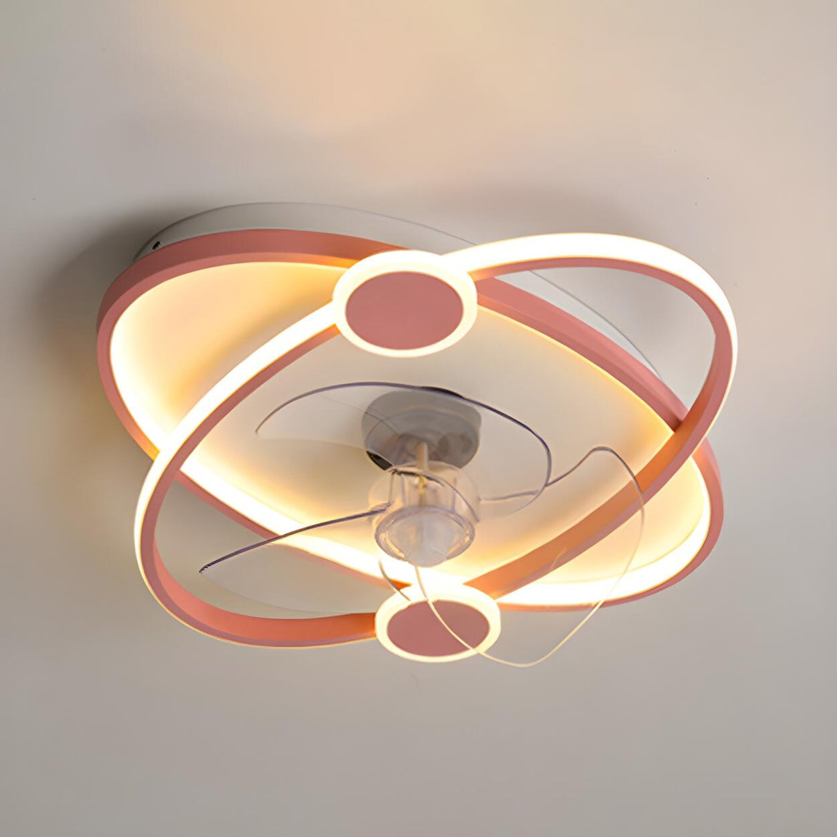 Kids Room Simple Ring Decor Round Ceiling Fan Light Image - 9