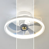 Kids Room Simple Round Metal Ceiling Fan with LED Light Image - 12