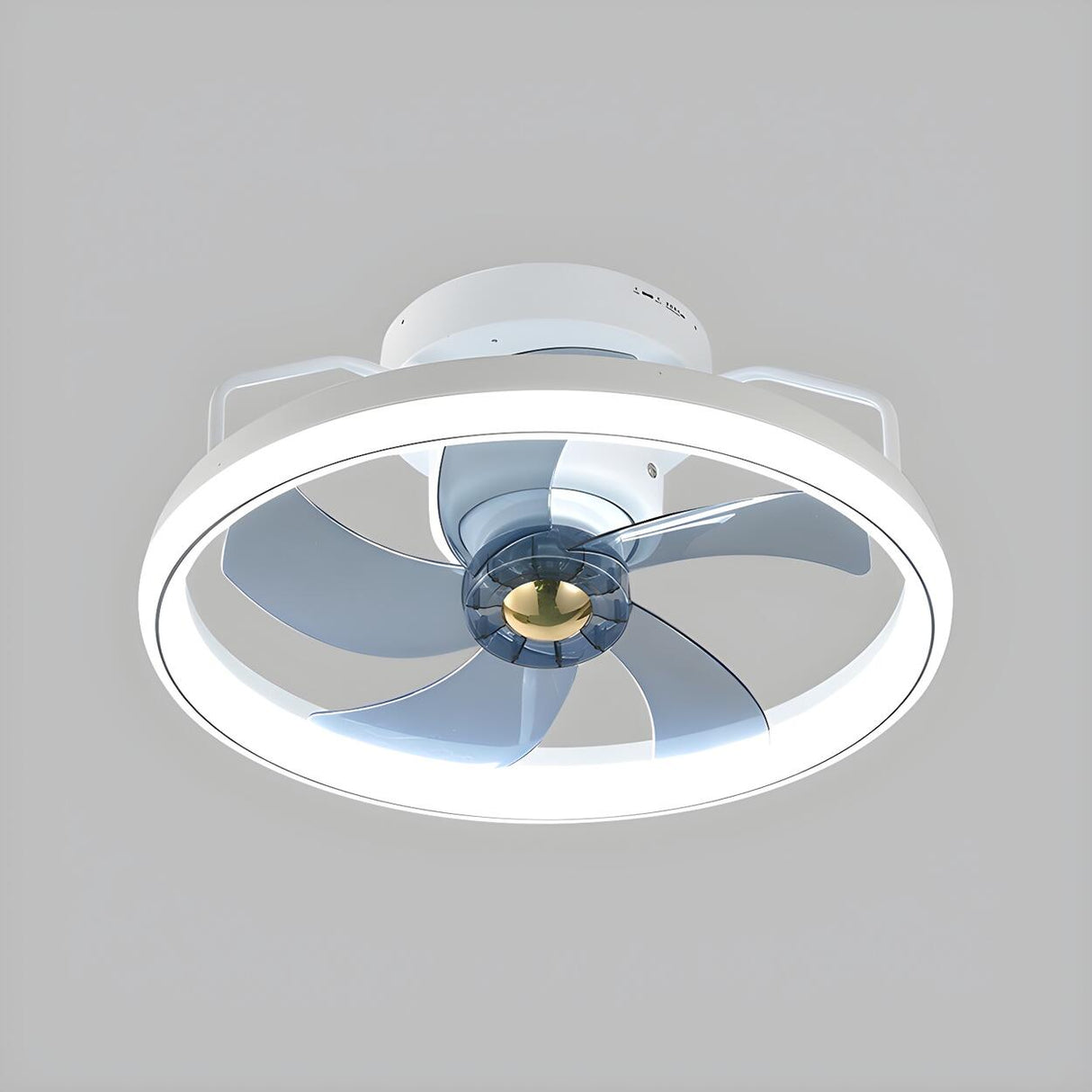 Kids Room Simple Round Metal Ceiling Fan with LED Light Image - 17