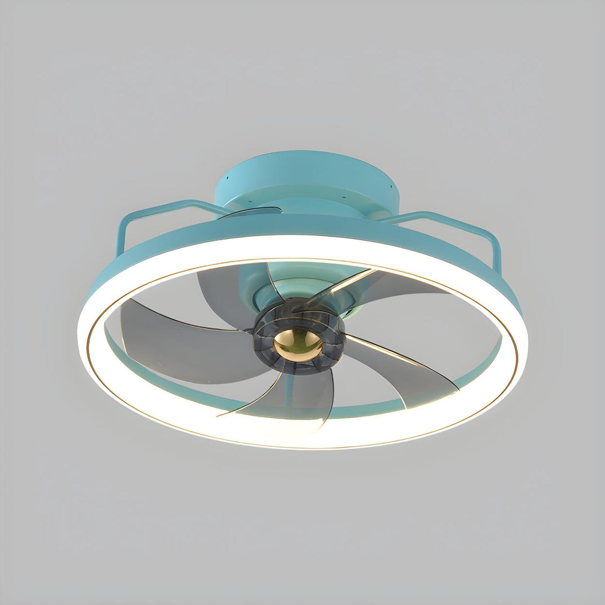 Kids Room Simple Round Metal Ceiling Fan with LED Light Image - 18