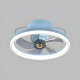 Kids Room Simple Round Metal Ceiling Fan with LED Light Image - 2