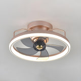 Kids Room Simple Round Metal Ceiling Fan with LED Light Image - 7