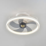 Kids Room Simple Round Metal Ceiling Fan with LED Light Image - 9