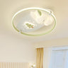 Kids Room Simple White Rabbit Circle Ceiling Fan Light Image - 4