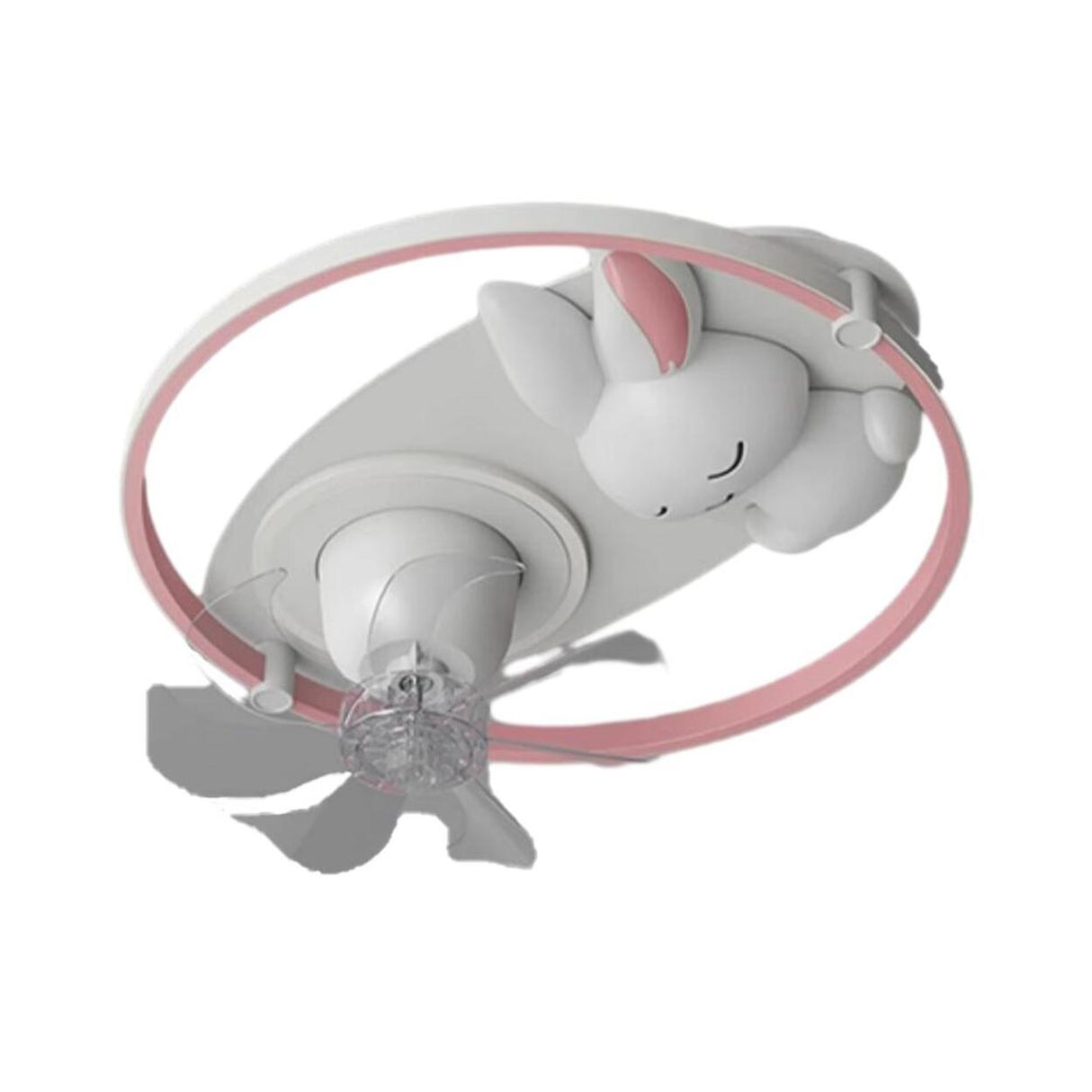 Kids Room Simple White Rabbit Circle Ceiling Fan Light Image - 5