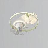 Kids Room Simple White Rabbit Circle Ceiling Fan Light Image - 9