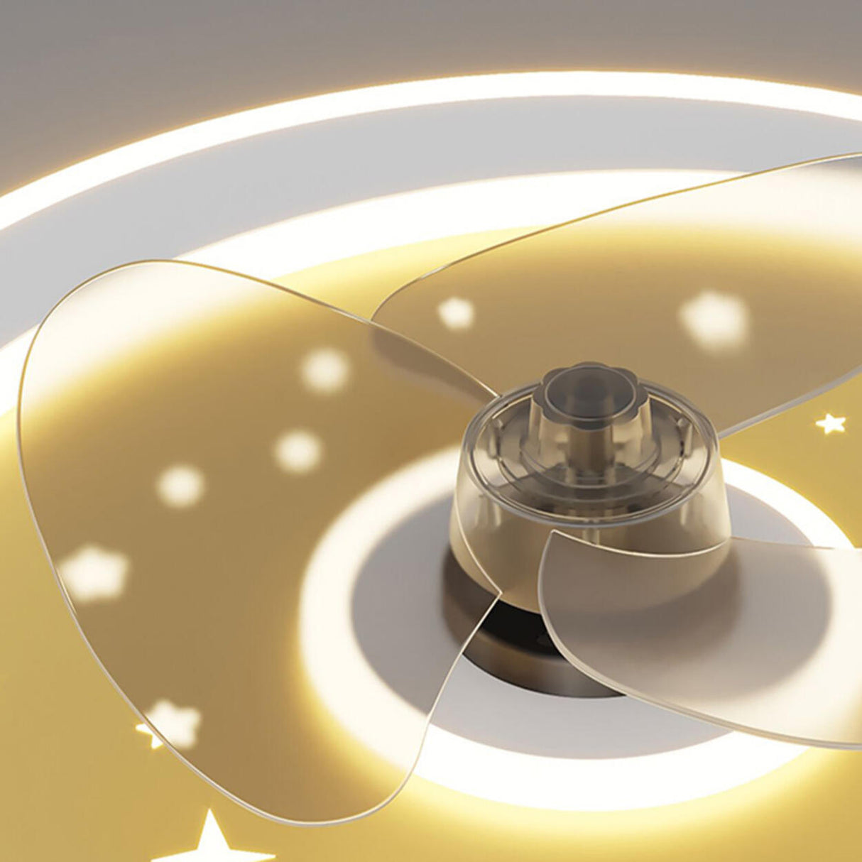 Kids Room Sleek Star-Themed Round Ceiling Fan Light Image - 11