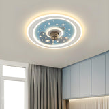 Kids Room Sleek Star-Themed Round Ceiling Fan Light Image - 15