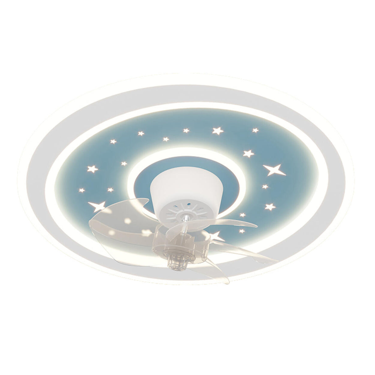 Kids Room Sleek Star-Themed Round Ceiling Fan Light Image - 5