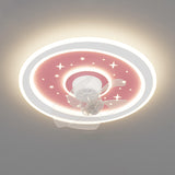 Kids Room Sleek Star-Themed Round Ceiling Fan Light Image - 6