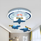 Kids Room Small Blue Airplane LED Flush Mount Light Image - 1