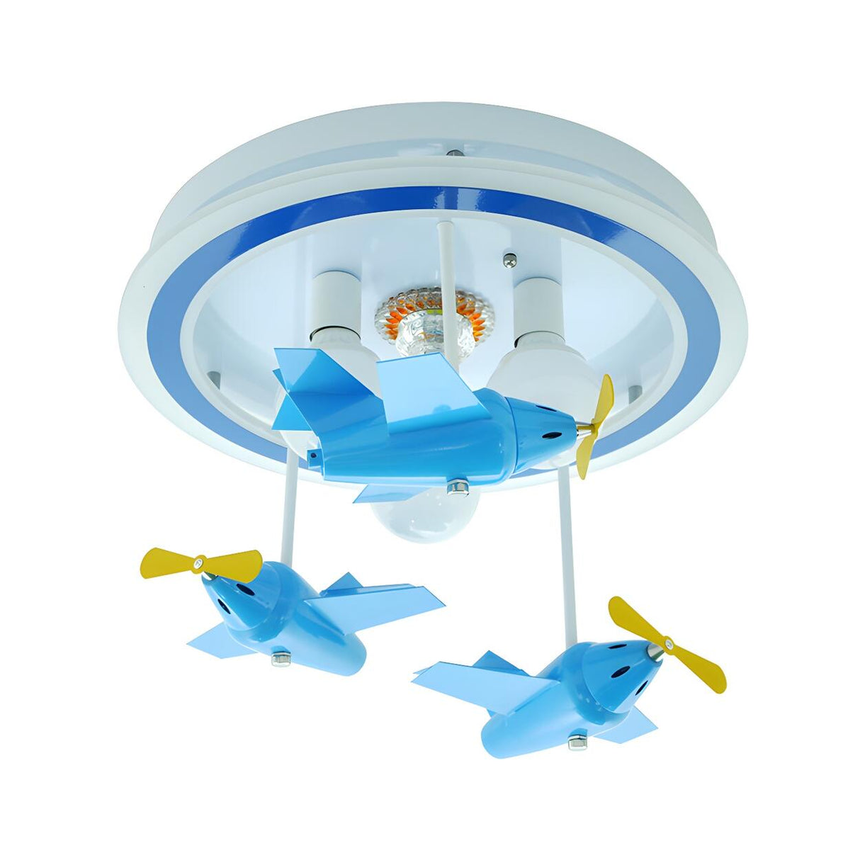 Kids Room Small Blue Airplane LED Flush Mount Light Image - 3