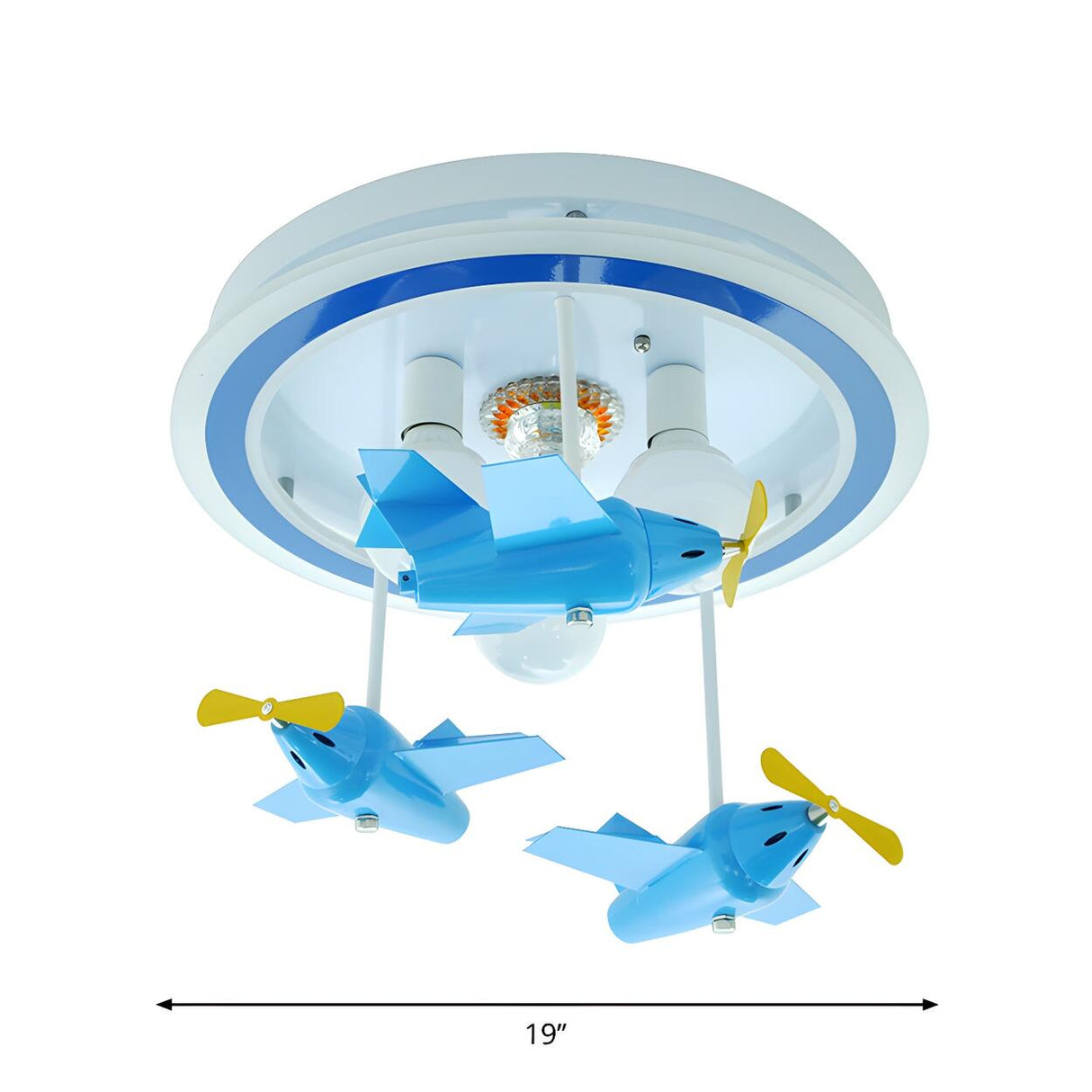 Kids Room Small Blue Airplane LED Flush Mount Light Image - 4