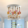 Kids Room Small Carousel Semi-Flush Mount Ceiling Light Image - 1