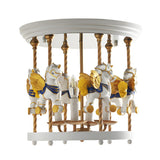 Kids Room Small Carousel Semi-Flush Mount Ceiling Light Image - 12