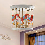 Kids Room Small Carousel Semi-Flush Mount Ceiling Light Image - 15