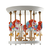 Kids Room Small Carousel Semi-Flush Mount Ceiling Light Image - 16