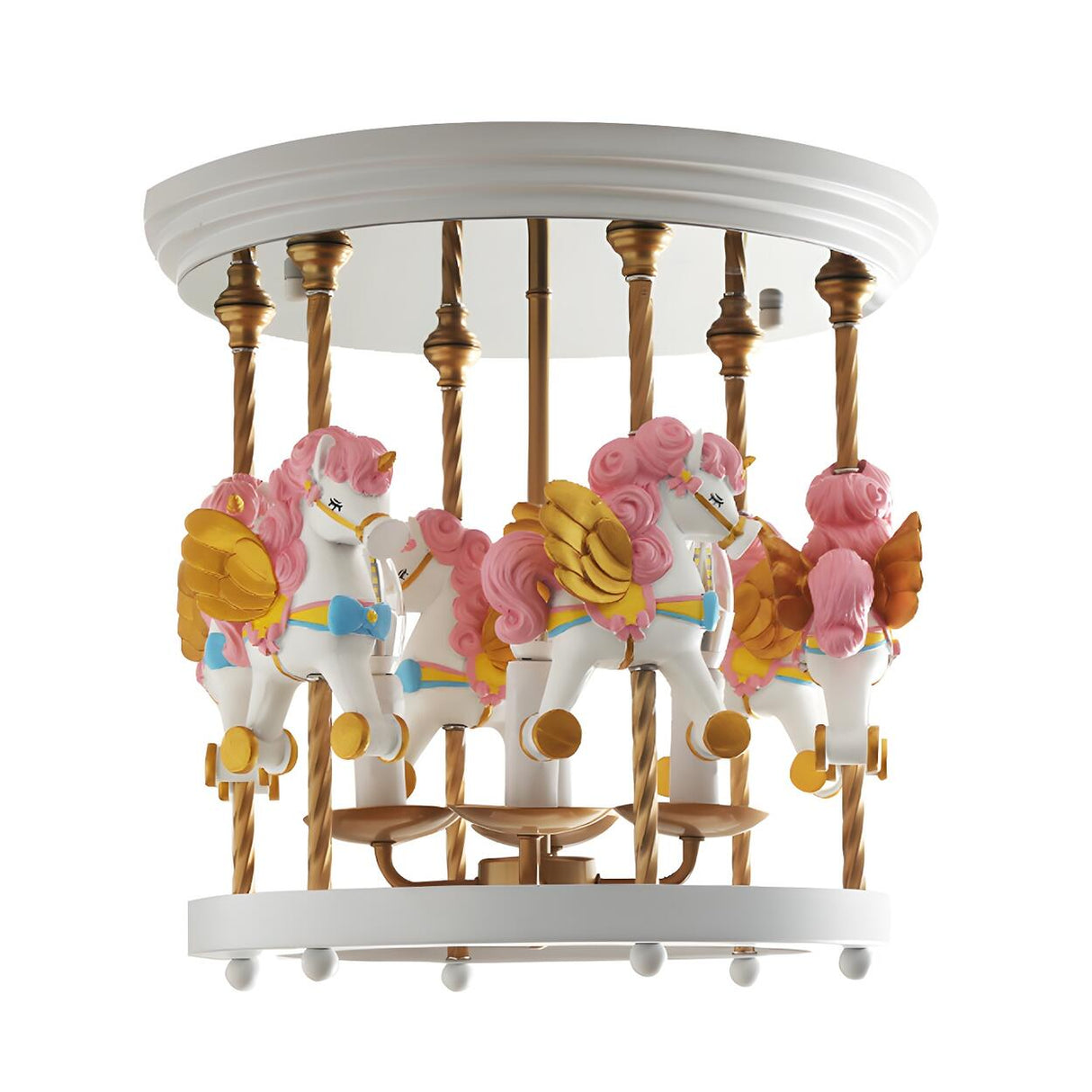 Kids Room Small Carousel Semi-Flush Mount Ceiling Light Image - 3