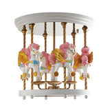 Kids Room Small Carousel Semi-Flush Mount Ceiling Light Image - 3