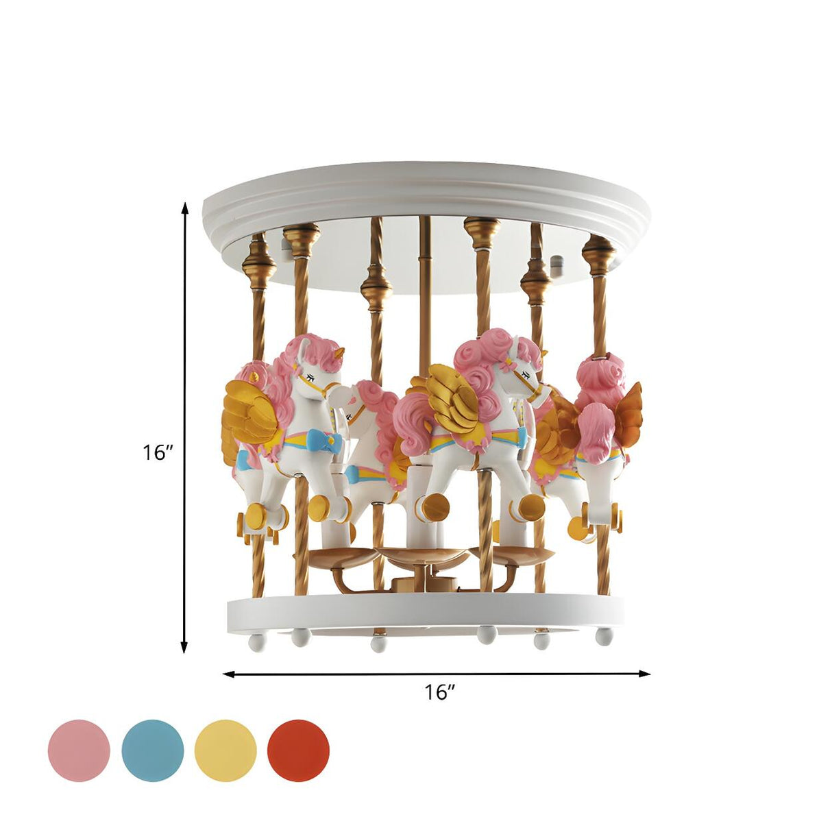 Kids Room Small Carousel Semi-Flush Mount Ceiling Light Image - 4