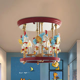 Kids Room Small Carousel Semi-Flush Mount Ceiling Light Image - 5