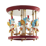 Kids Room Small Carousel Semi-Flush Mount Ceiling Light Image - 8