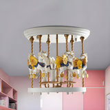 Kids Room Small Carousel Semi-Flush Mount Ceiling Light Image - 9