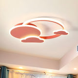 Kids Room Small Pink Cloud Circle LED Flush Mount Light Image - 1