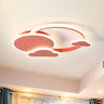 Kids Room Small Pink Cloud Circle LED Flush Mount Light Image - 1