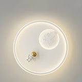 Kids Room Space Astronaut Round LED Flush Mount Light Image - 10